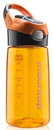 mountop Kids Water Bottle with Straw Lid and Handle, Easy Use for Girls and Boys, BPA-Free Orange