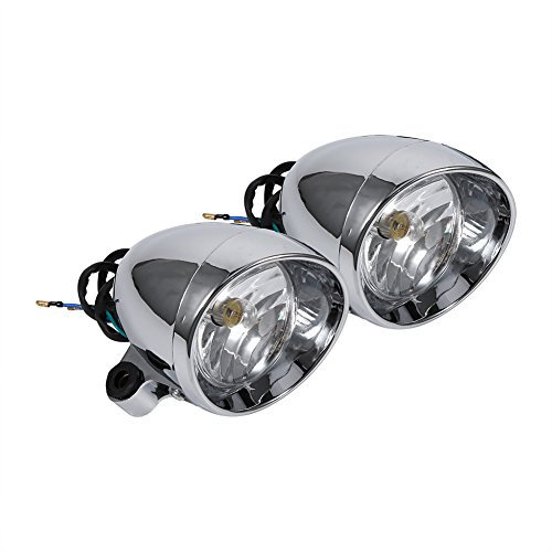 Keenso 2pcs Phare de Moto, 12V 10W Projecteur de Moto Lampe Etanche Universel Phare Conduire d'Antibrouillard Argent avec Feu de Brouillard