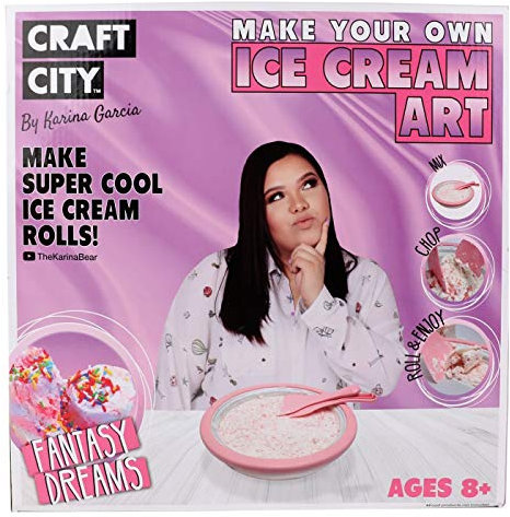 Craft City Karina Garcia Make Your Own Instant Ice Cream Rolls Art Kit | DIY | at-Home | Ice Cream Roll Maker for Edible Art | Ice Cream Roll Pan and Accessories | Make it Your Own | 10 Piece Set