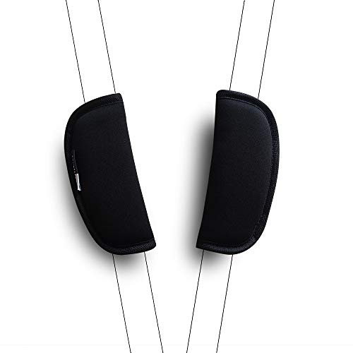 SeedFuture Baby Gurtpolster für Kinderautositze Schwarz 2 Stück, Universal Soft Seat Belt Kissen für Neugeborene Kinder, Kinderwagen Schultergurt Pads