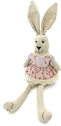heimtexland ® Kantenhocker Osterhase Tilda Stoff Hase Landhaus Dekoration Ostern 40 cm Rosa Typ740