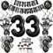 33. Geburtstagsdeko Luftballons Schwarz, Geburtstagsdeko 33 Jahr Männer, Schwarz Luftballon 33. Geburtstag Männer Frauen, Deko 33. Geburtstag Dekoration Frauen 33. Tortendeko