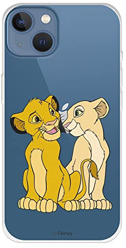 Offizielle Schutzhülle für iPhone 13, König der Löwen – Simba und Nala Silhouette zum Schutz Ihres Mobiltelefons, flexible Silikonhülle mit offizieller Disney-Lizenz für iPhone 13