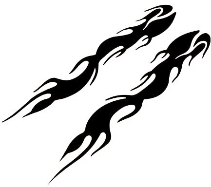 iSpchen 2 Stück Autoaufkleber Sport Racing Flammen Aufkleber reflektierende Sticker Auto Stoßstangen Aufkleber Motorrad Kraftstofftank Abziehbild Dekoration Styling Aufkleber,24cm,Schwarz