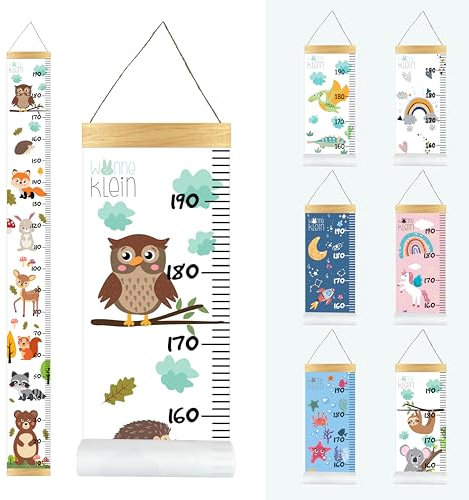 wonneklein Waldtiere Kinder Messlatte I Größenmesser I Dekoration Kinderzimmer I aufrollbar I mit extra Box