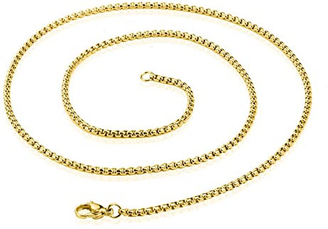 Epinki Halskette Männer 70 cm, Herren Erbskette Gold Kette Edelstahl Schmuck Breit 3MM Freundschaftskette Jungen
