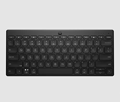 HP 350 kabellose und Bluetooth-Tastatur, Anschluss mehrerer Geräte, QWERTY, italienisches Layout, Emoji, kompatibel mit Windows, Android, Chrome OS, MacOS, iPadOS, Schwarz