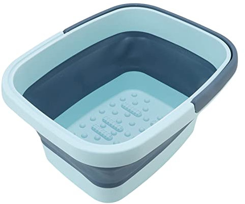 Haofy Baignoire à Pieds Pliable Portable Silicone Massage des Pieds Seau de Bain MéNage Pied Spa Bassin RéTracté et Plié Poignée Confortable (Bleu)