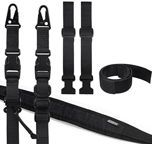 OneTigris 2 Punkt Gewehrriemen, 1 Zoll breiter Sling Riemen mit austauschbaren Karabinerhaken im HK-Stil, einstellbare Länge von 46 Zoll - 68,5 Zoll