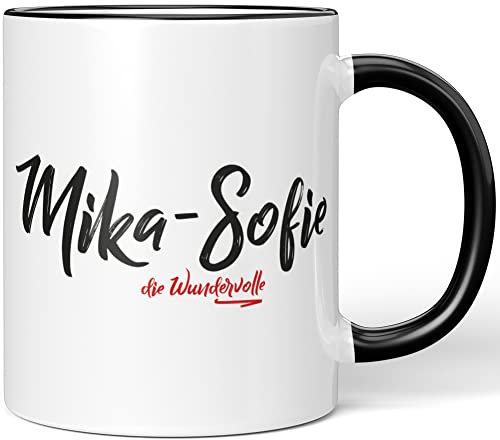 JUNIWORDS Tasse, Mika-Sofie, die Wundervolle, Schwarz (5271652)