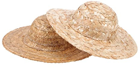 Veemoon 2pcs Braided Straw Hat Model Accessories Nativity Ornaments Nativity Decor Hand- Woven Straw Hat Tiny Sombrero Hats Small Pet Straw Hat Craft Accessories Mini Decorative Caps Props