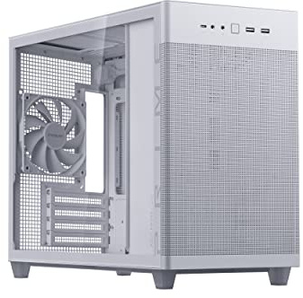 ASUS Prime AP201 White MicroATX Tempered Glass Edition Supports Graphics Cards up to 338mm, 360mm Coolers, & Standard ATX PSUs, Tool-Free Side Panels, Tempered Glass Side & Front Panel USB Type-C