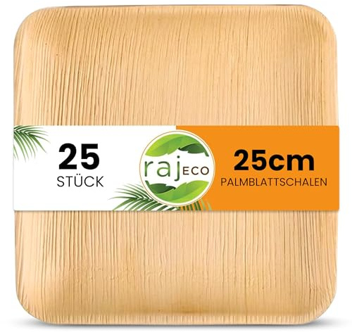 Raj Palm Leaf Square Plates 10 (25cm) | 25 Pack | Eco Fancy | Better than bamboo, fancy & compostable. Perfect for desserts, appetisers & eco-friendly dining.