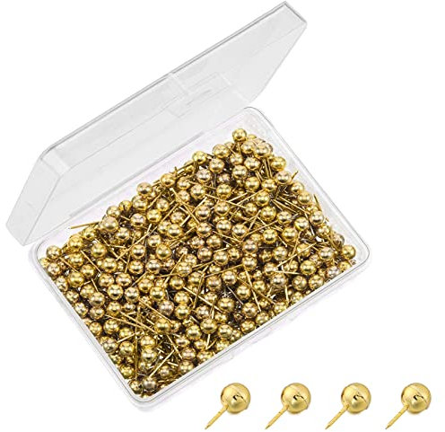 Pinnwandnadeln, Reißnägel Goldkopf Anstecknadeln Reißzwecke Karte Nagel Pinnadeln Stecknadeln Map Push Pins mit Aufbewahrungsbox für Weltkarte Pinnwand Basteln (60 Stück, Gold)
