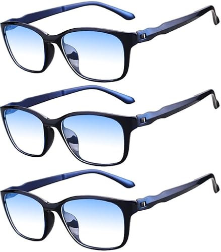 Eyglajdd Lesebrille für Herren Damen Matt Finish,TR90 leicht Lesehilfe Blaulichtfilter Brille 3er-Pack Blau +1,0