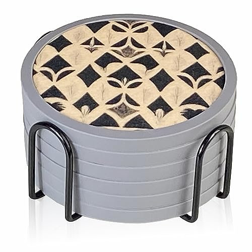 Saugfähige Untersetzer für Getränke mit Halter – 6 Packungen, Silikon-Untersetzer mit weichem Filzeinsatz (10,9 cm Untersetzer mit 11,4 cm Halter, doppelseitige Weizenohren)