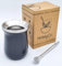 MateyCo Mate argentino brilloso con bombilla 236 ml - Kit mate argentino doble pared de acero inoxidable- Set mate argentina (Negro)