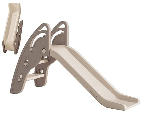 Gupamiga Toboggan Exterieur pour Enfants avec Poignées, Pente de Toboggan Extra Longue et Escaliers Antidérapants, Haute Résistance, Assemblage Facile et Pliable (Brun)