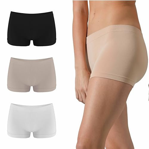 Risalti Boxer Femme Bambou 3 Pcs - Culotte Respirante, Shorty Plus Doux Que le Coton, Caleçon, Panty, Boxer Sans Couture - Made in Italy