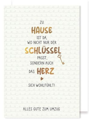 Umzug Einzug Karte Grußkarte Zuhause Schlüssel Herz 16x11cm