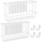 NiHome Magnetic Metal Basket Organizers, Dryer Ball Holder, 2PCS Medium & Small, Versatile Storage for Kitchen & Office Holds Up to 14 lbs, Easy Attach to Refrigerator or Any Magnetic Surface (White)