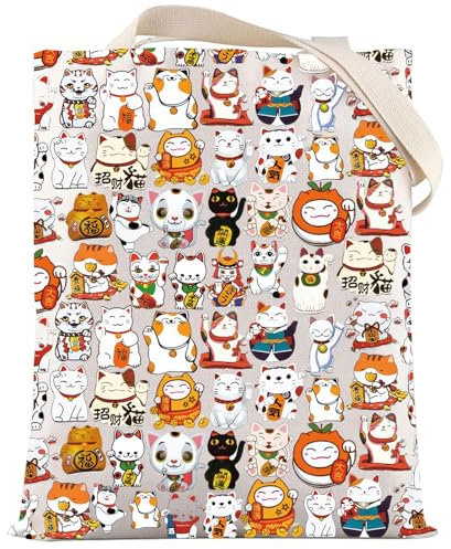 LEVLO Unisex Tasche Einkaufstasche, Lucky Cat Tote