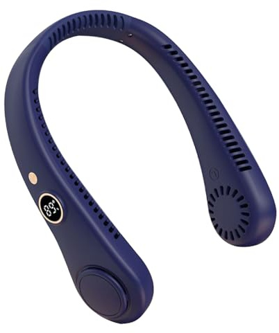 4000mAh Portable Neck Fans Rechargeable, 5 Speed Hanging Bladeless Fan, Soft Neckband, 360° Airflow Cooling, Mini Fan for Outdoor Travel Office Sport(Upgrade Blue)