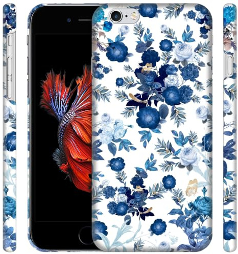 GlamCase for iPhone 6 / 6S, iPhone 6 / 6S Case - Blue Floral Pattern Design Printed Slim Fit Cute Plastic Hard Snap on Protective Designer Back Phone Case/Cover for iPhone 6 / 6S