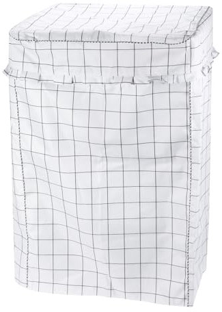 QUARKZMAN Funda para Lavadora de Carga Superior, Funda para Lavadora Portátil, 23Wx24Dx36H Pulgadas (Tamaño L) Blanco Cuadriculado, Funda Impermeable para Lavadora