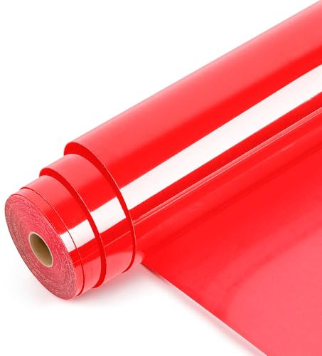 Lya Vinyl Plotterfolie Textil,30.5cm x 600cm Flexfolie Plotter Textil für Cricut und Silhouette Cameo,Wärmetransfer-Vinyl für Textilien,Iron on folie für DIY Stoff und Shirt(Rot)