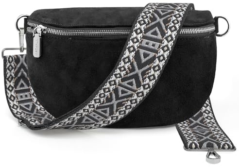 ARTVALL - Umhängetasche Wildleder Tasche Handtasche Velours Bauchtasche Klein mit Schultergurt Design Taschenband abnehmbar verstellbares Riemen Crossbody Bag Echt Ledertasche Damen mit Reißverschluss