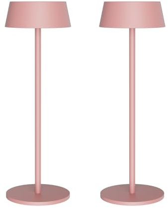 K-Bright 2 Stück LED Akku Tischleuchte, Kabellose tischlampe, 3000K warmweißes led tischlampe outdoor, Dimmbare Tischlampe Geeignet Für Abendessen, Lesen, Schlafzimmer, Garten Und Vieles Mehr Rosa