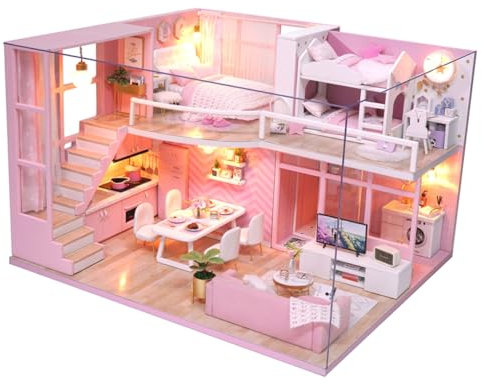 MUSISALY Miniatur-DIY-Haus Zum Selberbauen Handgefertigtes Spielzeughaus Aus Holz Für Junge Mädchen Kreatives Montagespielzeug Für Wohnzimmerdekoration Und Fantasievolle Rollenspiele