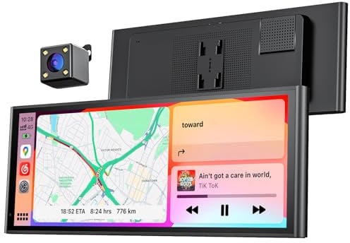 Krunia 9,26 Drahtloses Tragbares CarPlay Display für Apple CarPlay & Android Auto, OTA-Updates, Rückfahrkamera, Mirror Link, Bluetooth 5.0, Sprachsteuerung, GPS-Navigation, FM