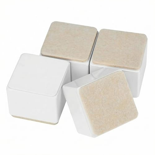 QWORK® 4 pezzi rialzi per letti da 50 mm, acciaio al carbonio resistente, rialzi per mobili autoadesivi da 60 mm di diametro, supporta 500 kg per gamba, bianco