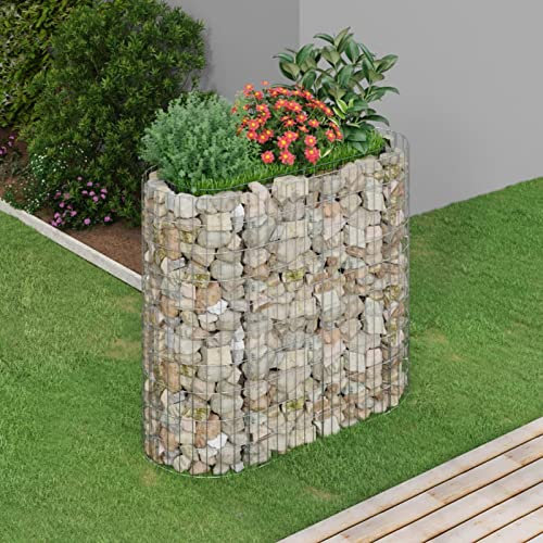 Gecheer Lit surélevé en Gabion 120x50x100cm - Décoration Jardin Durable et Stable
