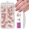 Fake Nails Set - 120pcs Stick on Nails - Almond French Manicure False Nails with Glue - 12 Sizes Gradient Pink Press on Nails Short - Nude Soft Gel Acrylic nails for Women Girls