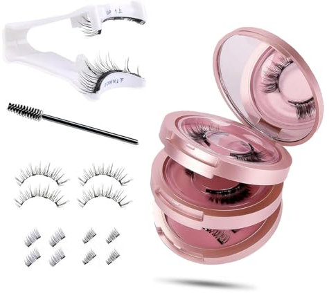 Neuytiky Faux Cils Magnétiques Naturels Réutilisables - 4 Paires avec Applicateur, Sans Colle faux cil, Sans eye-liner requis | Effet Volume Intense cils magnetique(Noir)