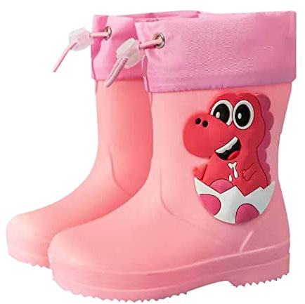 LOIJMK Stivali di gomma per bambini, impermeabili, impermeabili, antiscivolo, impermeabili, con lacci, stivali da pioggia alti per esterni, scarpe da giardino per ragazzi e ragazze, Colore: rosso, 23