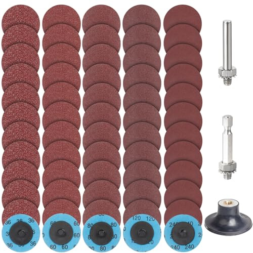 PMIQSA 63 Stück Schleifscheiben 50mm Körnung 36-240 Scheiben Schnellwechsel | für Winkelschleifer Metall Holz Stahl Entroster Schleifen Polieren