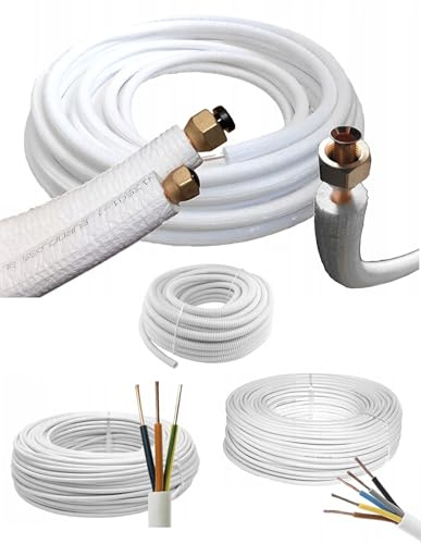 Black panda - Komplettes Klimaanlagen Montage-Set bis 3,5 kW – 3 m Kupferrohre 1/4 & 3/8 mit 9 mm Isolierung, Kondensatschlauch, Steuer- & Stromkabel, maschinell gekielicht