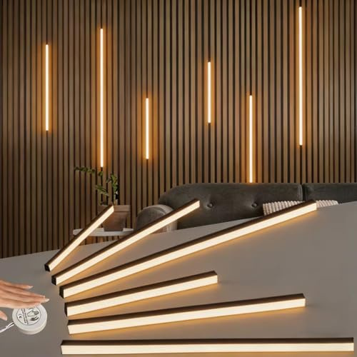 Yamlten Eingebetteter LED für Akustikpaneele, 6 Stück Dimmbar Selbstklebend Licht LED Strip Warmweiss für Wandpaneele Parallel,Akustikpaneel,Unterflurbeleuchtung,schwarzer Kanal