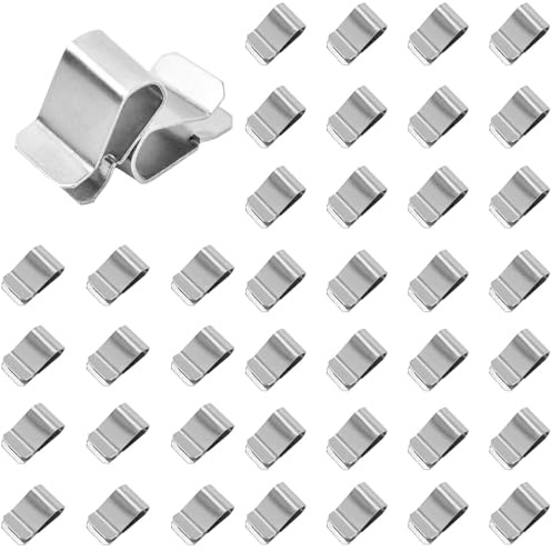 Powerruif 40 Stück Rostfreier Stahl Feder U Klammer Metallclip, Edelstahl Feder U-Clip BefestigungsnäGel Wiederverwendbar für Lichtschachtabdeckungen Kellerschachtabdeckungen Gitter (21.4 mm x 12 mm)