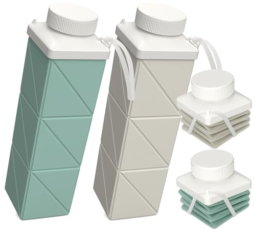 BEAUTAIL Faltbare Trinkflasche, 720 ml, faltbare Reise-Wasserflasche, tragbar und leicht, auslaufsicher und wiederverwendbar, für Reisen, Camping, Wandern, Yoga, Sport, Outdoor, Schule, Büro, 2 Stück