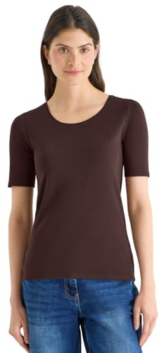 Cecil Basic T-Shirt mit Rundhals in Unifarbe Macchiato Brown S