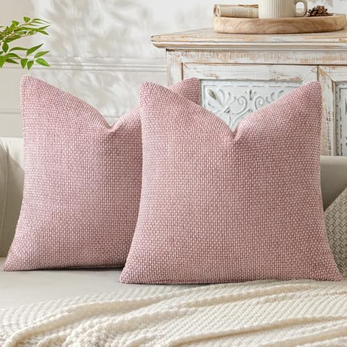 MIULEE Chenille Kissenbezug 40x40 2er Set Dekokissen Rosa | Kissenbezüge Sofakissen Weiche Kissenhüllen mit Elegantem Design CouchKissen Zierkissen für Bett, Sofa und Wohnzimmer