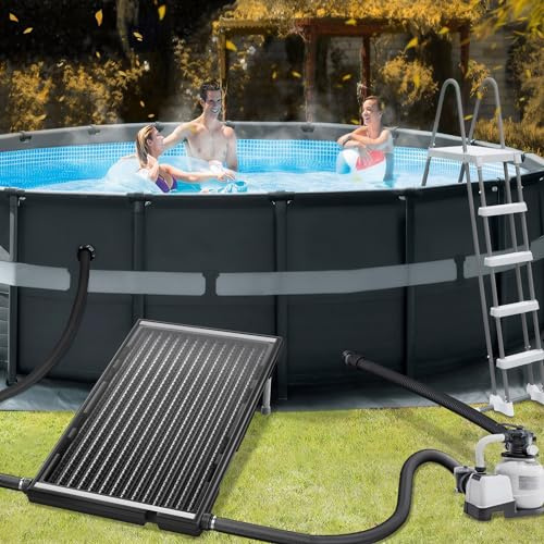 UISEBRT Poolheizung Solar Sonnenkollektor 15 l Wasserinhalt Pool Solarheizung111.5 x 66 x 35 cm für Warmwasser Pool Schwimmbad Gartendusche