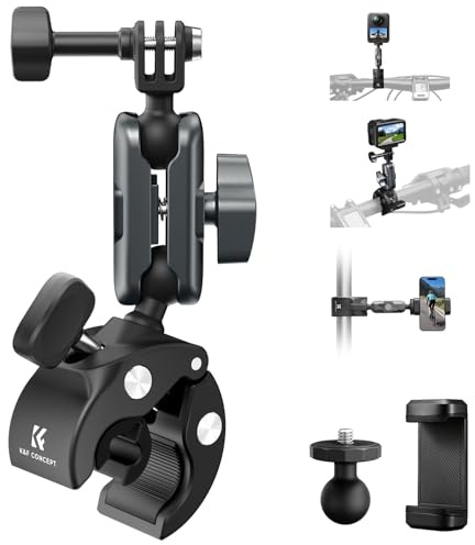 K&F CONCEPT Supporto Action Camera con Super Clamp e Doppia Testa a Sfera 360°