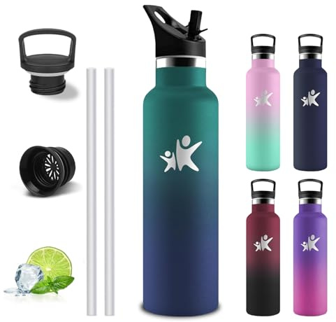 Borraccia Termica, Borraccia 1 litro, Senza BPA, Bottiglia Termica, Con filtro e Cannuccia, Borracce Termiche, Mantiene Caldo per 12 Ore/Freddo 24 Ore, Borracce per Trekking, Yoga, Ciclismo