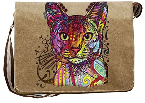 Abyssinian Cat Canvas Tasche for Ladies, Farbe Sand, Pop Art Style